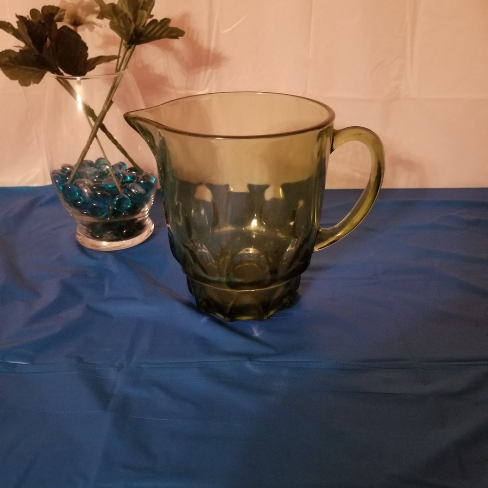 Vintage avocado green pitcher